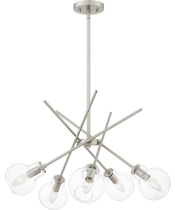 Fisterra Brushed Nickel Clear Cylinder Glass Chandelier