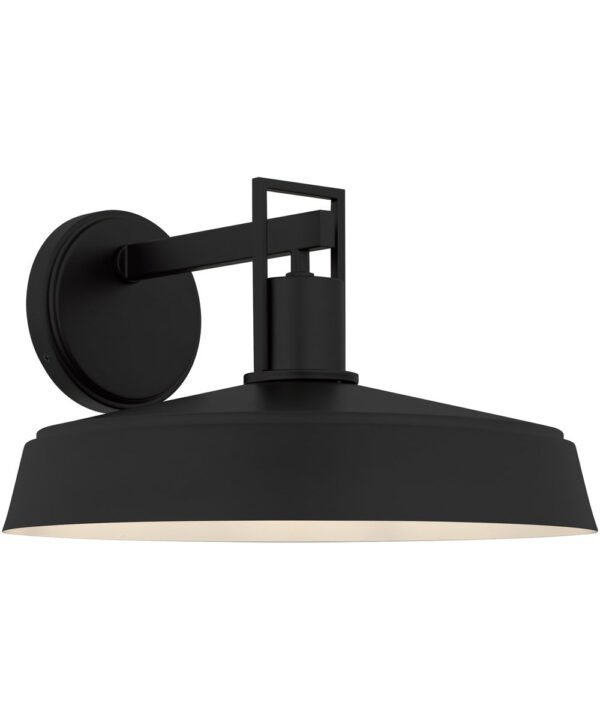 Peniche Wide Metal Hood Matte Black Outdoor Wall Light