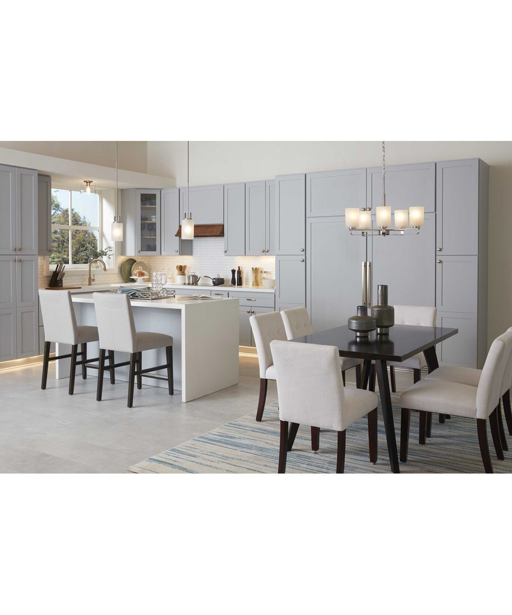 Aniane Frosted Glass Nickel Five Arm Chandelier – image 2