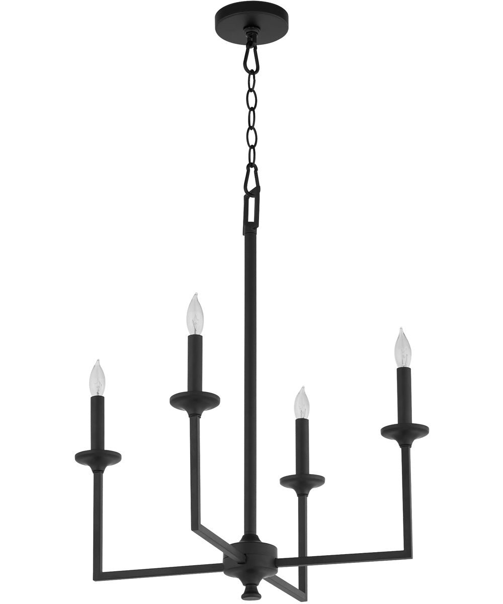 Brist Matte Black Four Candle Modern Chandelier