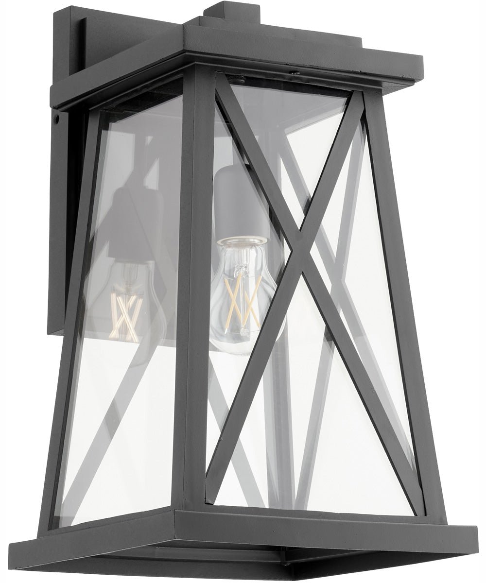 Thripti Cross Rod Trapezoid Black Lantern Outdoor Wall Light