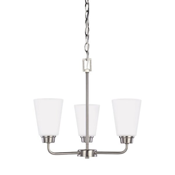 Montgat Satin Frosted Glass Nickel Three Head Chandelier