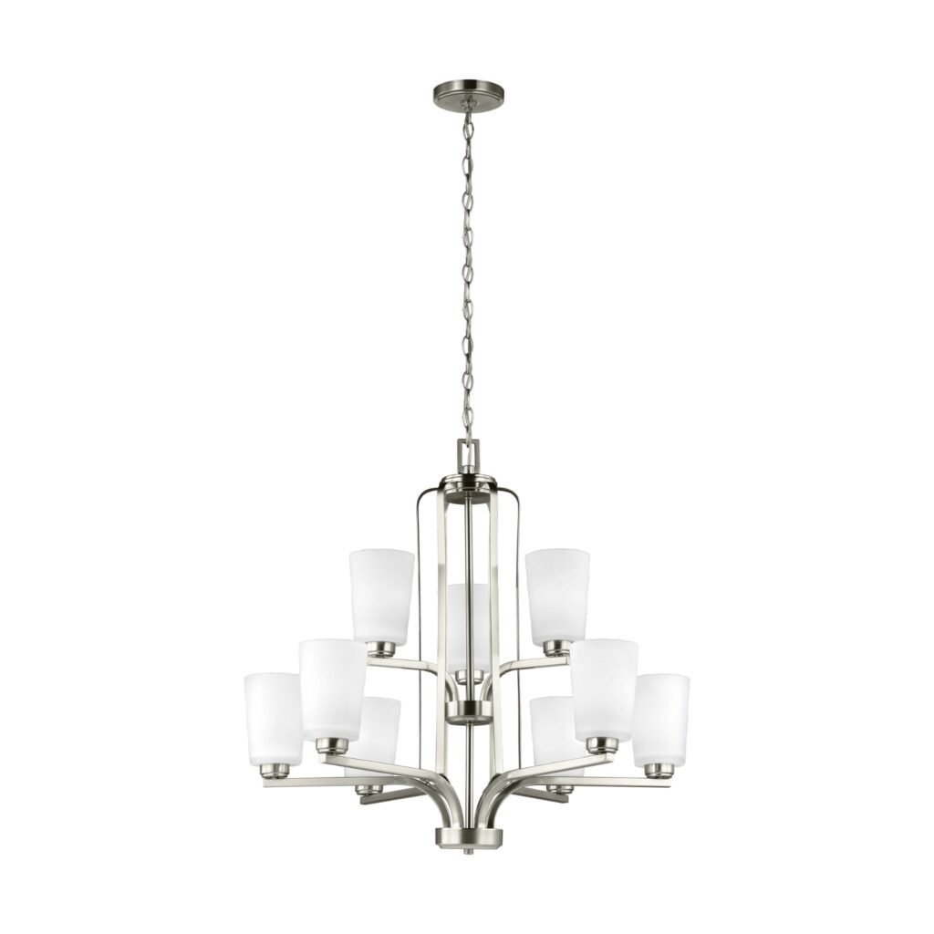 Minerve Brushed Nickel Angular Glass Chandelier