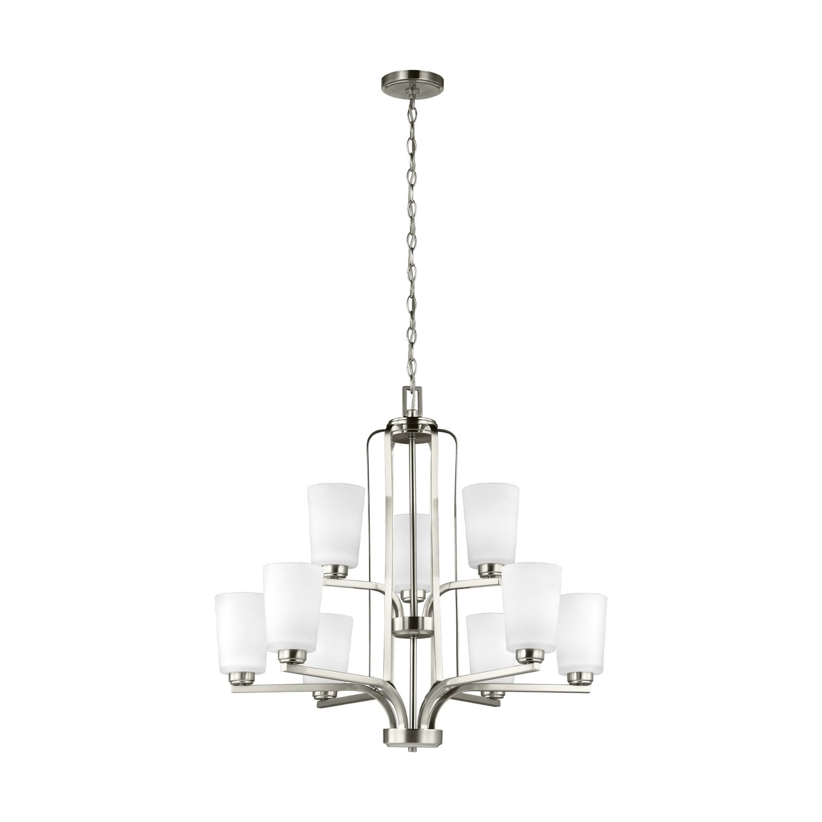 Minerve Brushed Nickel Angular Glass Chandelier