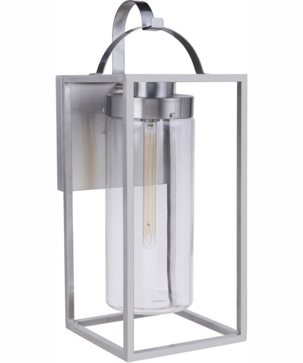 Pollica Satin Aluminium Hanging Glass Cylinder Outdoor Wall Light