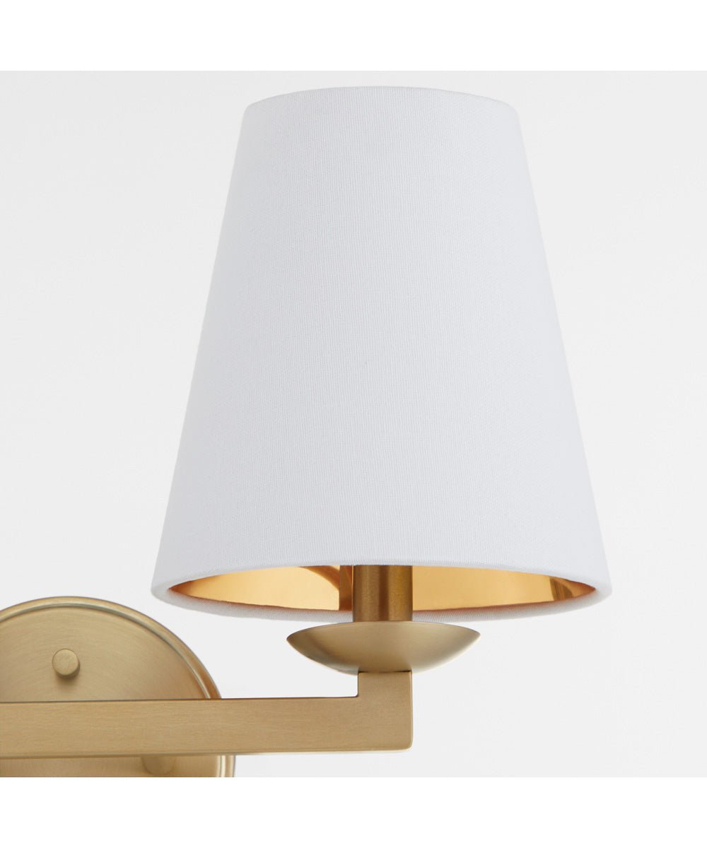 Chamezi Double Arm White Shade Antiqued Brass Wall Sconce – image 3