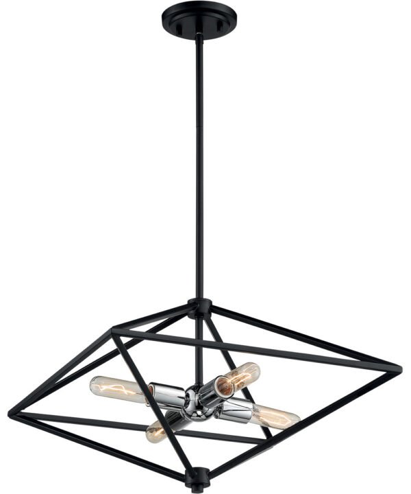 Xativa Black Nickel Geometric Cage Pendant