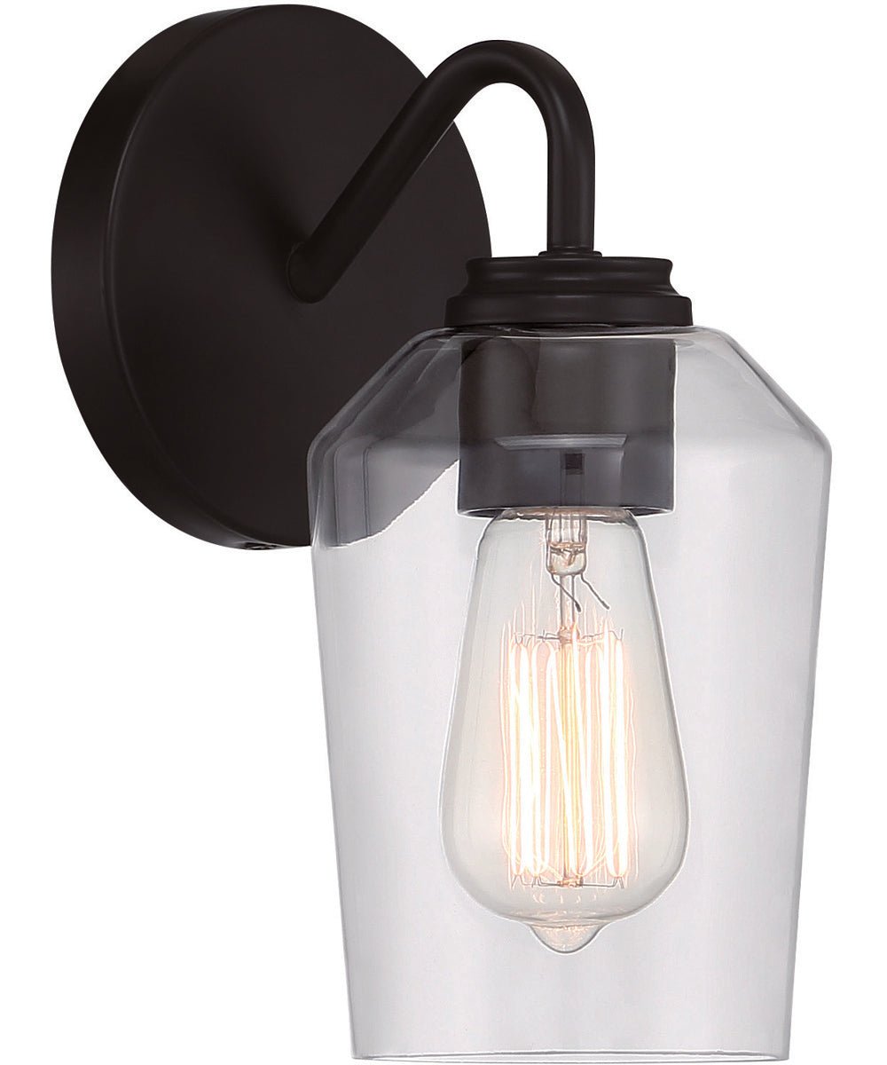 Pioppi Conical Clear Glass Matte Black Bathroom Wall Sconce – image 2