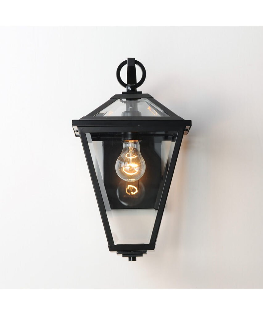 Benagil Classic Roof Clear Glass Black Lantern Outdoor Wall Light – image 3