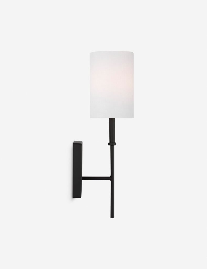 Offagna Slim Black Body Fabric Shade Wall Sconce