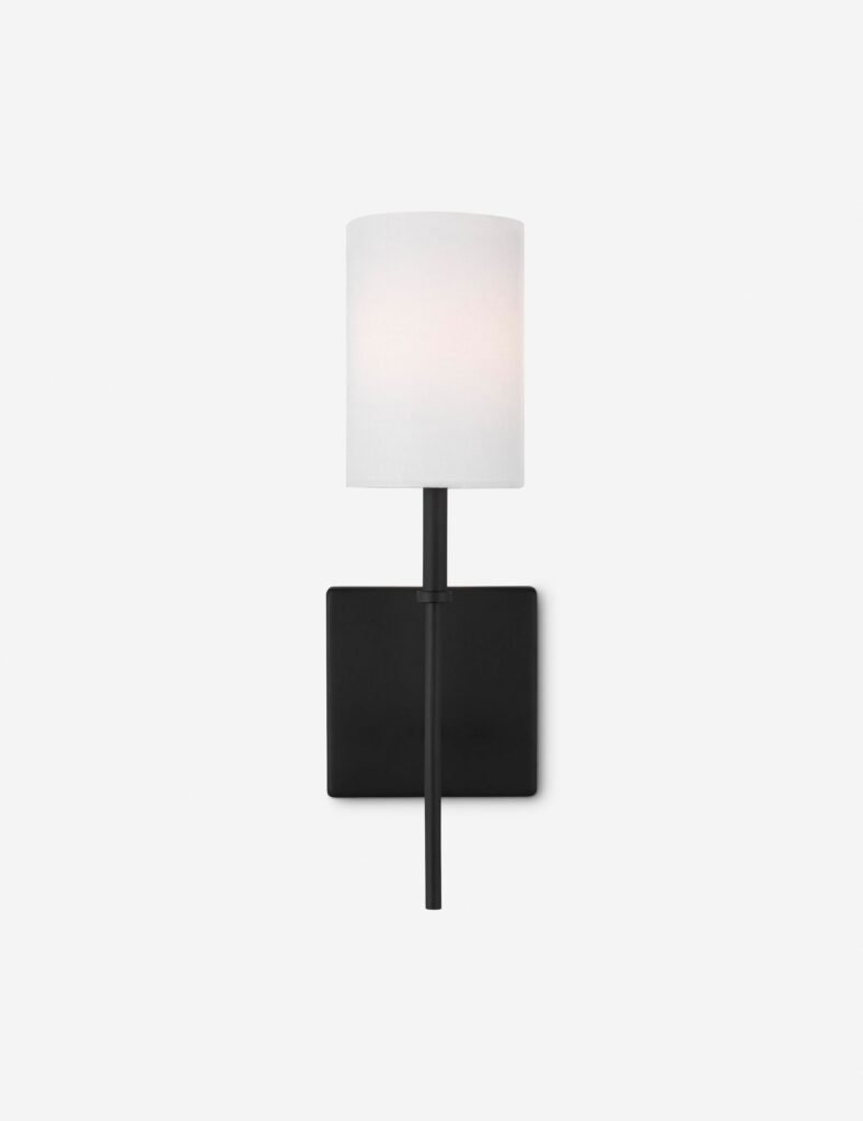 Offagna Slim Black Body Fabric Shade Wall Sconce – image 2