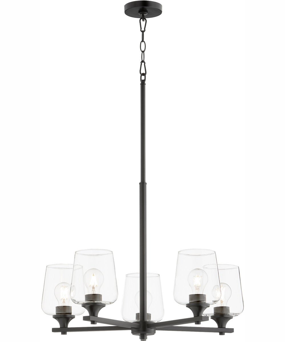 Binibeca Matte Black Five Arm Cylinder Glass Chandelier – image 2