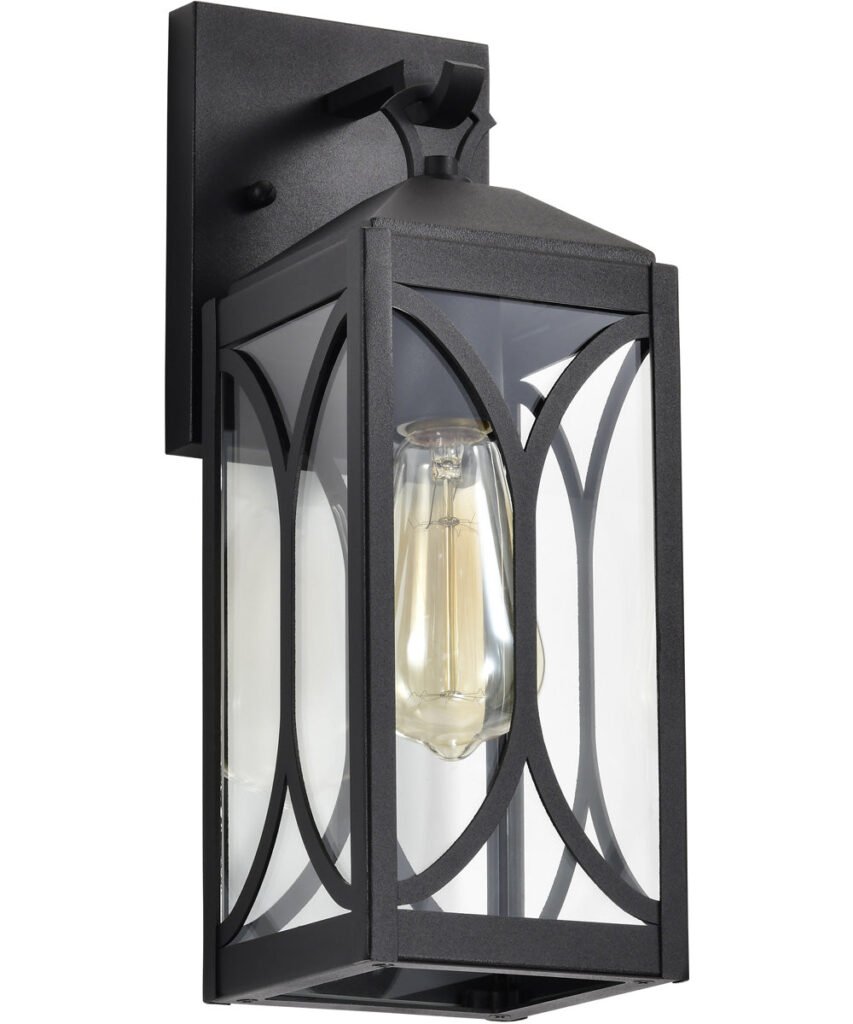 Gorgona Slim Curved Framed Black Lantern Outdoor Wall Light