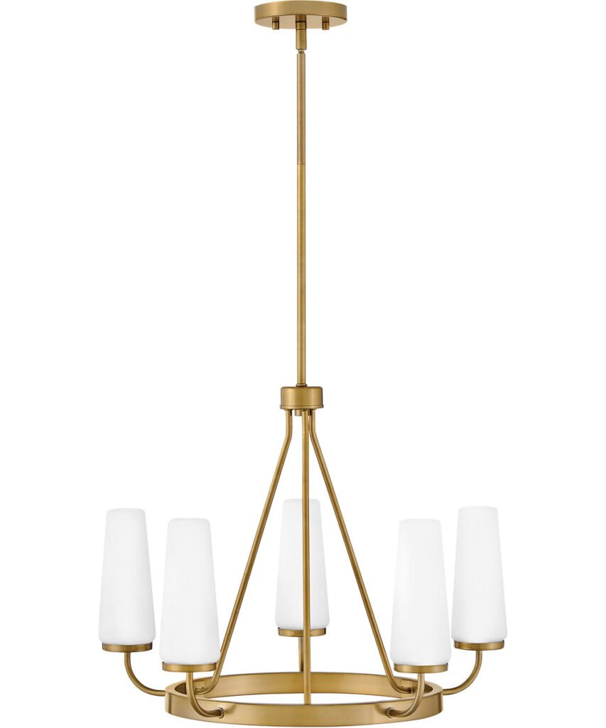 Leonidio Opal Conical Glass Gold Chandelier – image 2