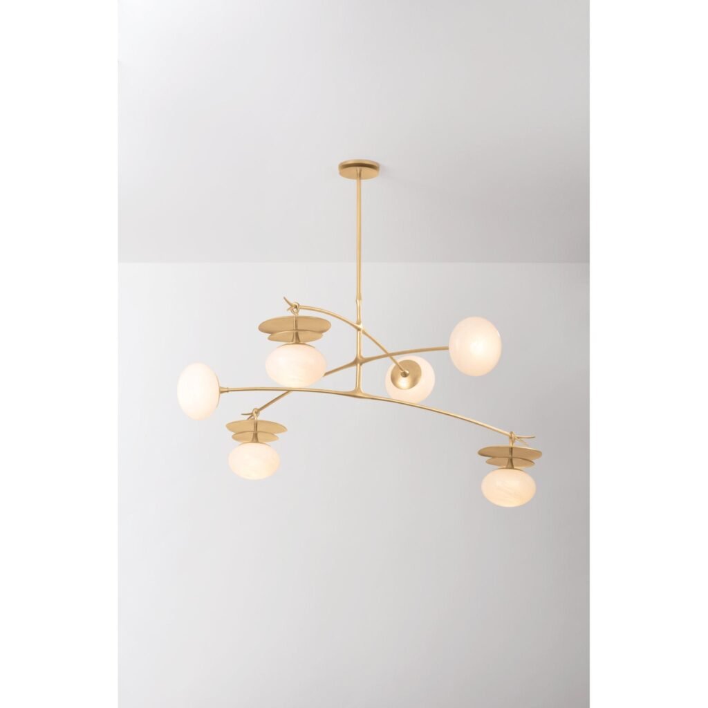 Ondarroa Gold Leaf Frosted Globe Glass Chandelier – image 2