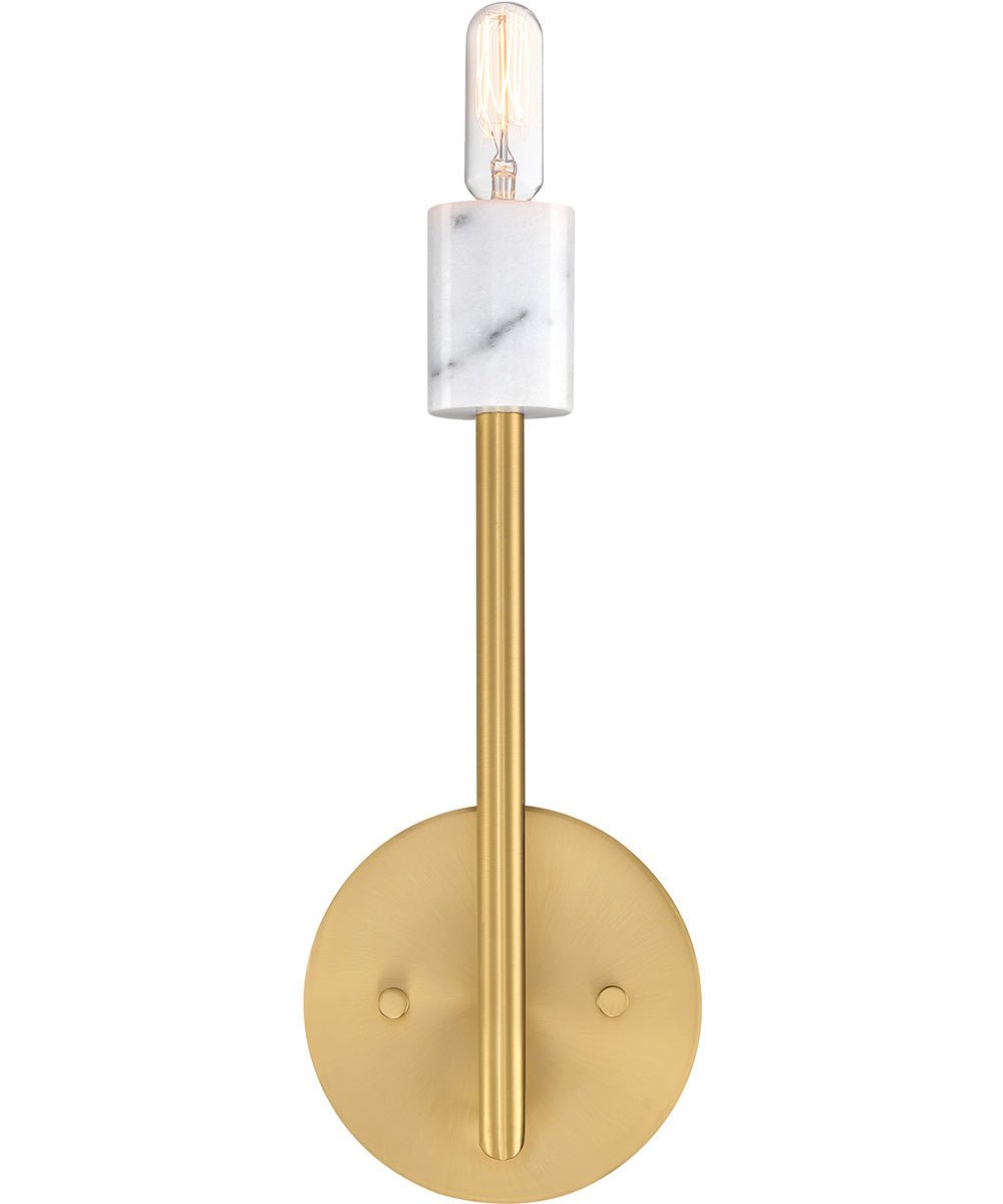 Leka Marble Detail Single Candle Gold Tone Wall Sconce
