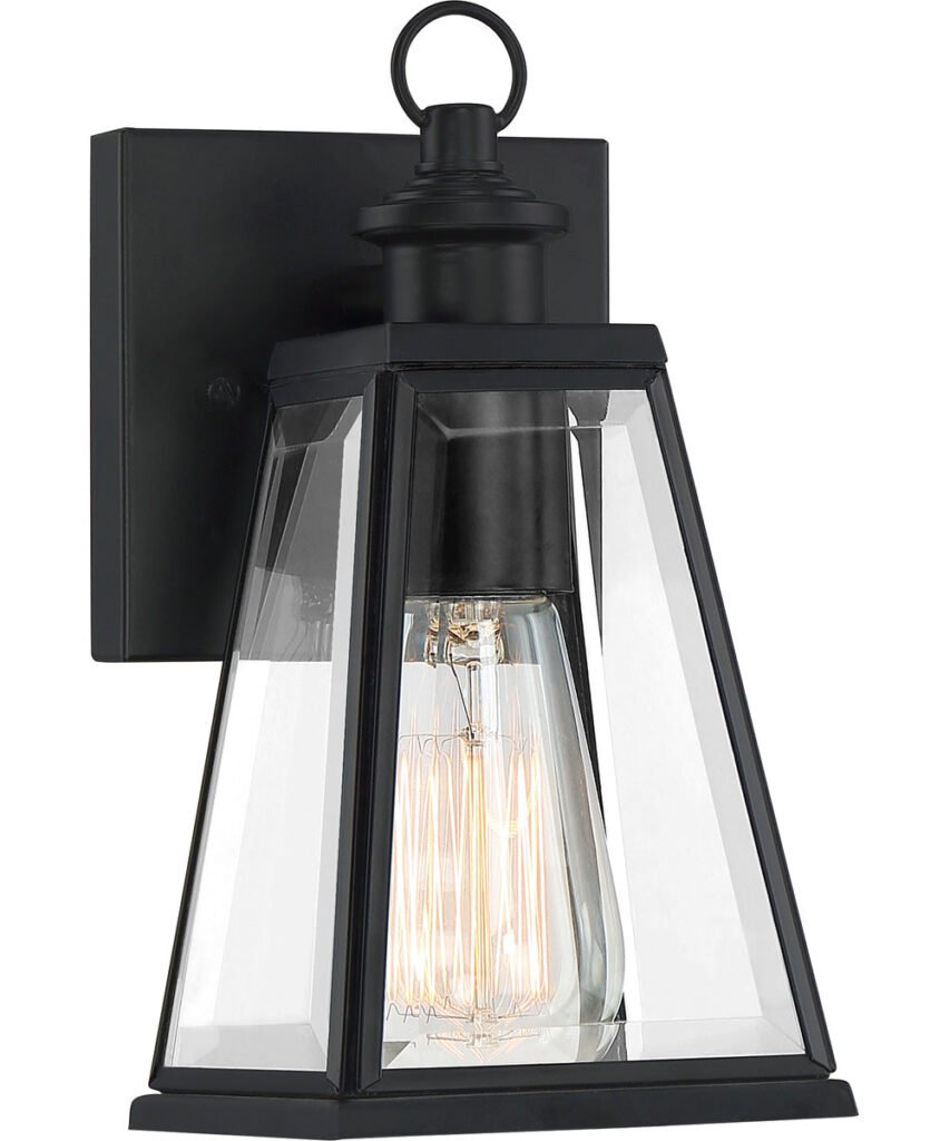 Zambujeira Conical Bevelled Glass Small Black Outdoor Wall Light – image 2