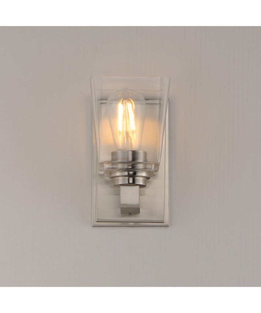 Carrazeda Square Clear Glass Compact Nickel Wall Sconce – image 3
