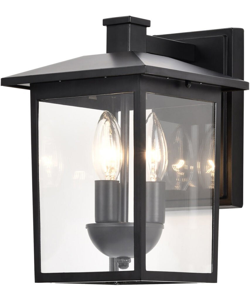 Ansedonia Wide Roof Three Candle Black Lantern Outdoor Wall Light