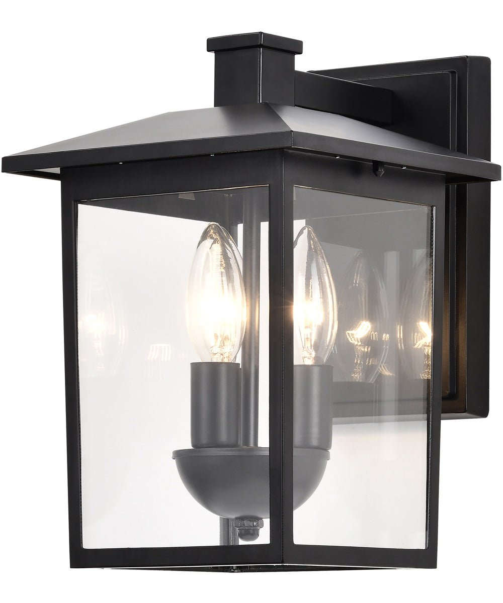 Ansedonia Wide Roof Three Candle Black Lantern Outdoor Wall Light