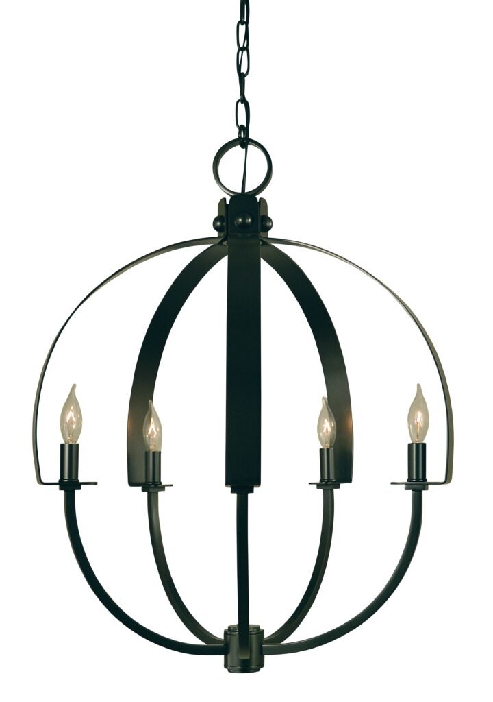 Istan Antique Brass Strip Globe Chandelier