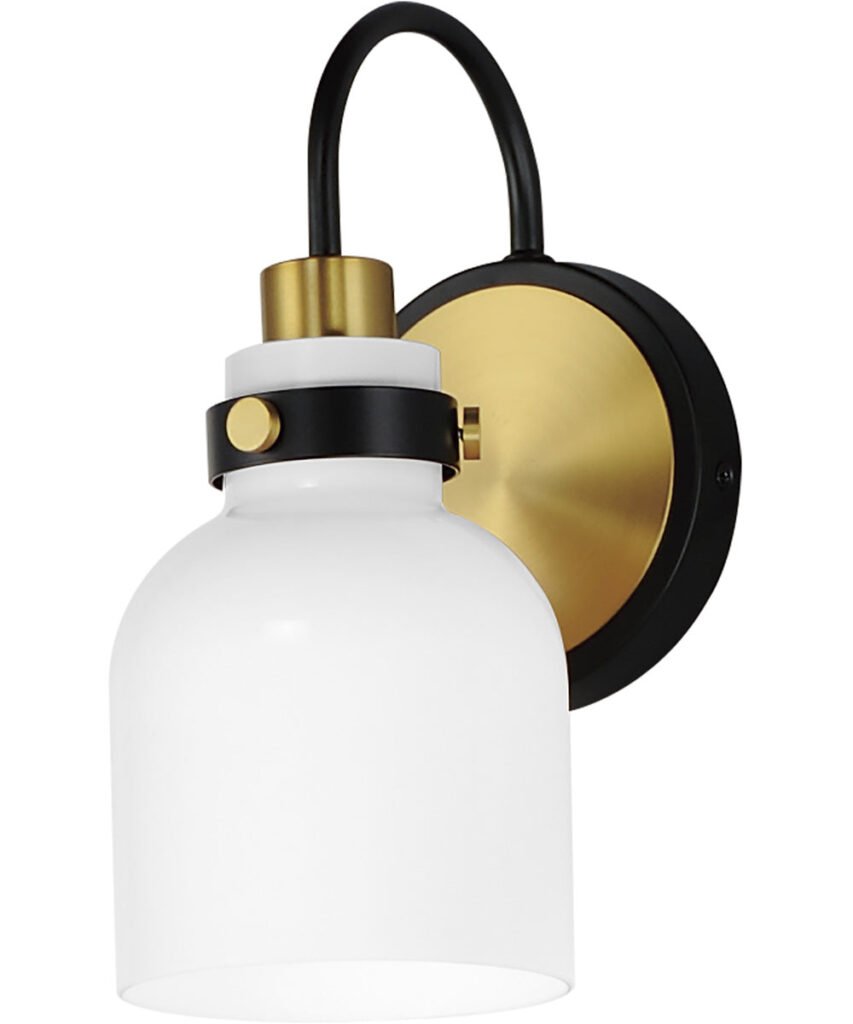 Ucanha Opal Glass Bell Head Satin Brass Wall Sconce