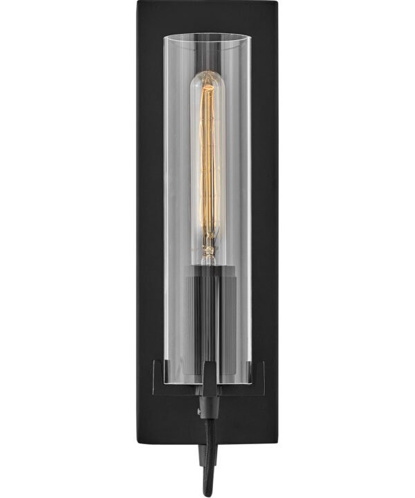 Tergu Rectangular Black Framed Glass Cylinder Wall Sconce