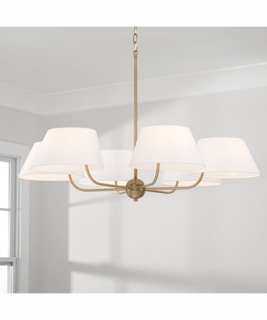 Vigoleno Fabric Shade Brass Chandelier – image 2