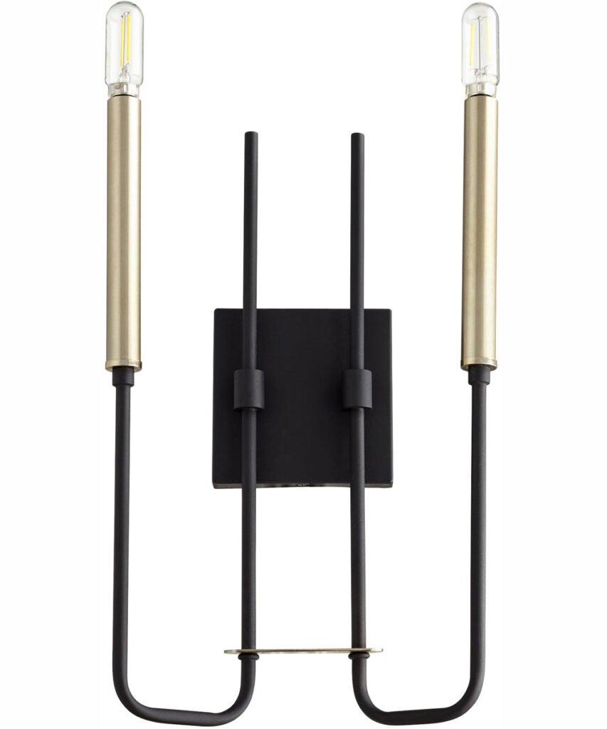 Chidira Vertical Double Candle Black Brass Wall Sconce