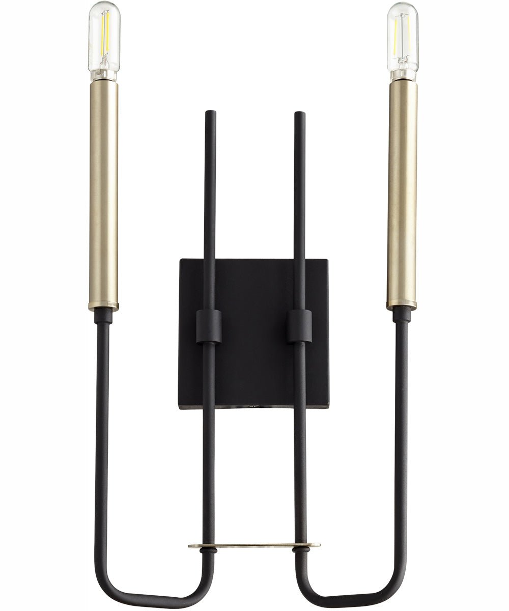 Chidira Vertical Double Candle Black Brass Wall Sconce