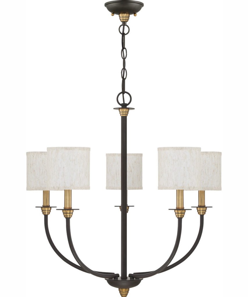 Olympiada Antiqued Bronze Fabric Shade Chandelier – image 3