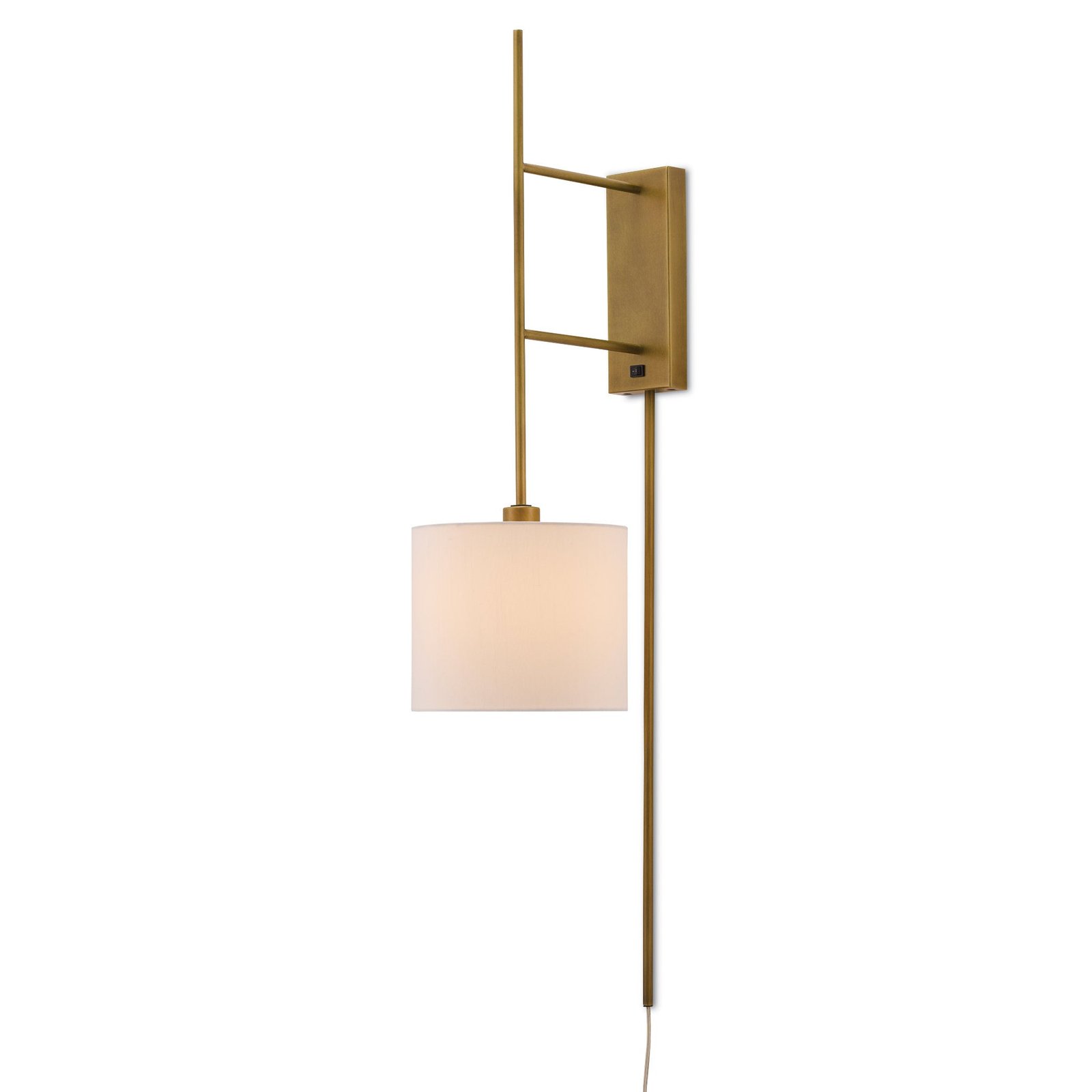 Felgueiras Long Body White Shade Antique Brass Wall Sconce