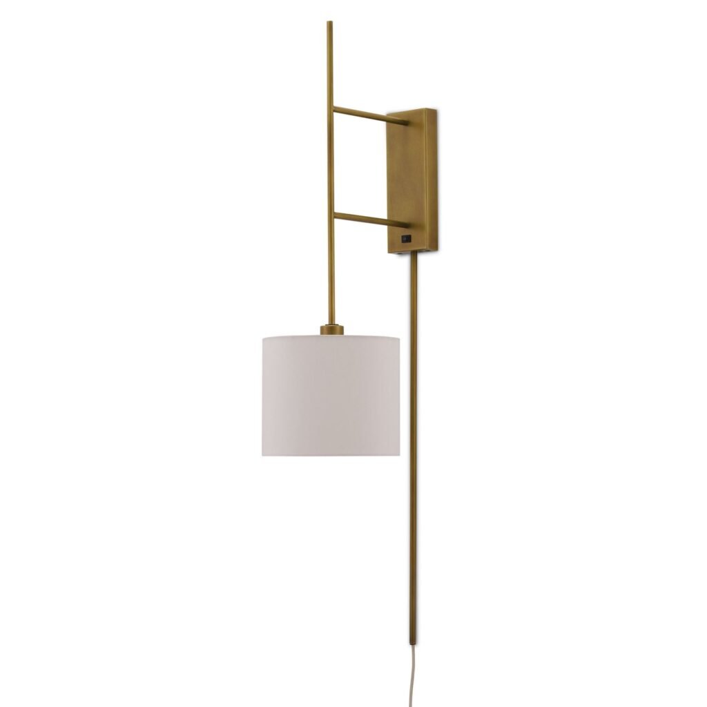 Felgueiras Long Body White Shade Antique Brass Wall Sconce – image 2