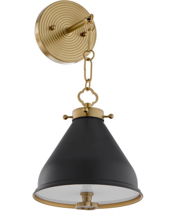 Gera Chain Hanging Black Conical Head Brass Wall Sconce