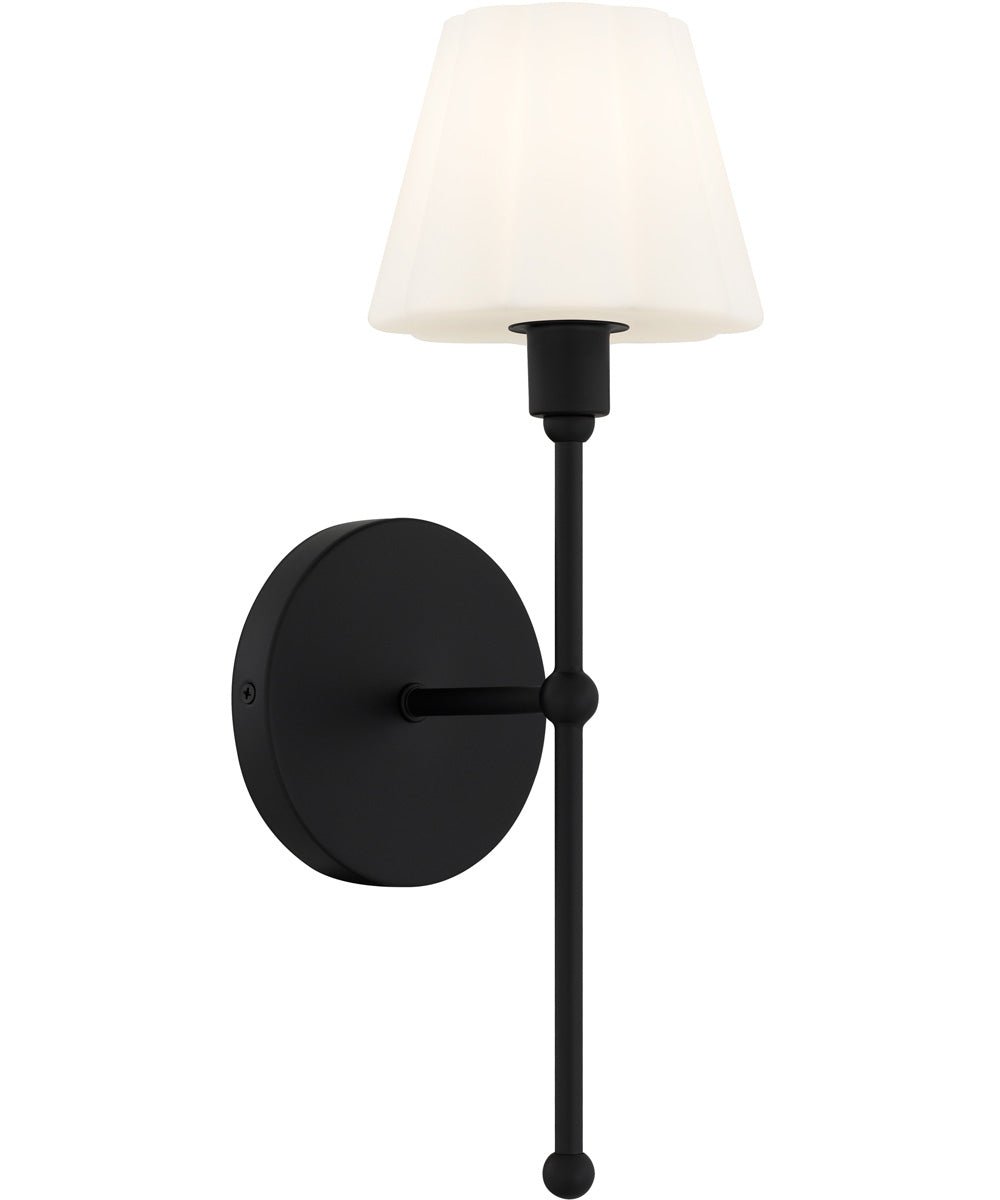 Melides Slim Body Etched Opal Glass Matte Black Wall Sconce