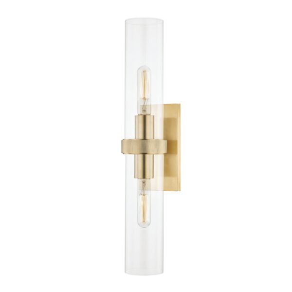 Sougia Long Clear Glass Cylinder Double Light Wall Sconce