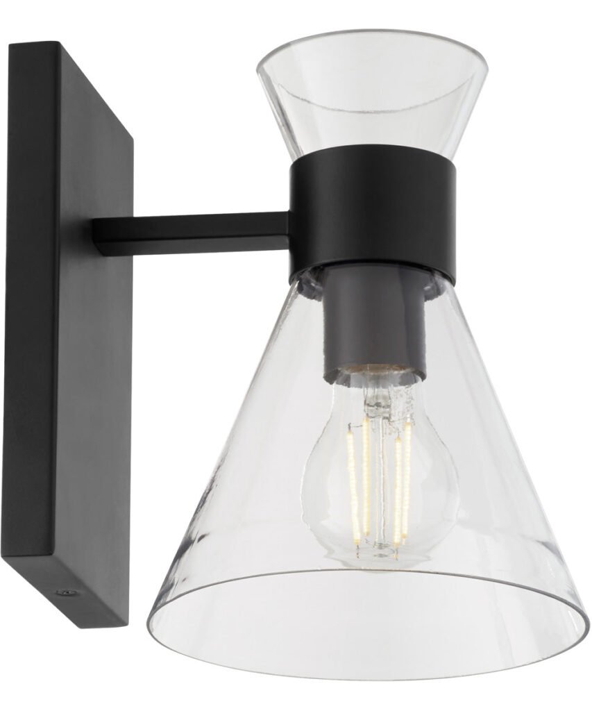 Trentinara Conical Clear Glass Black Plate Wall Sconce – image 3