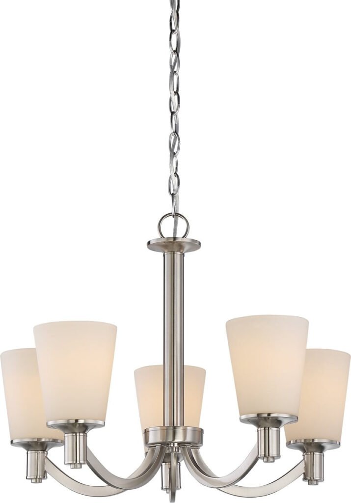 Sigean White Glass Nickel Chandelier