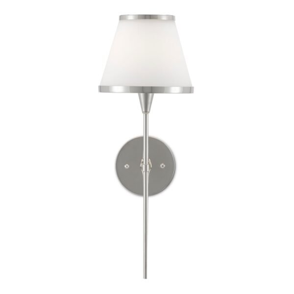 Montecopiolo Metal Striped Opaque Glass Slim Nickel Wall Sconce