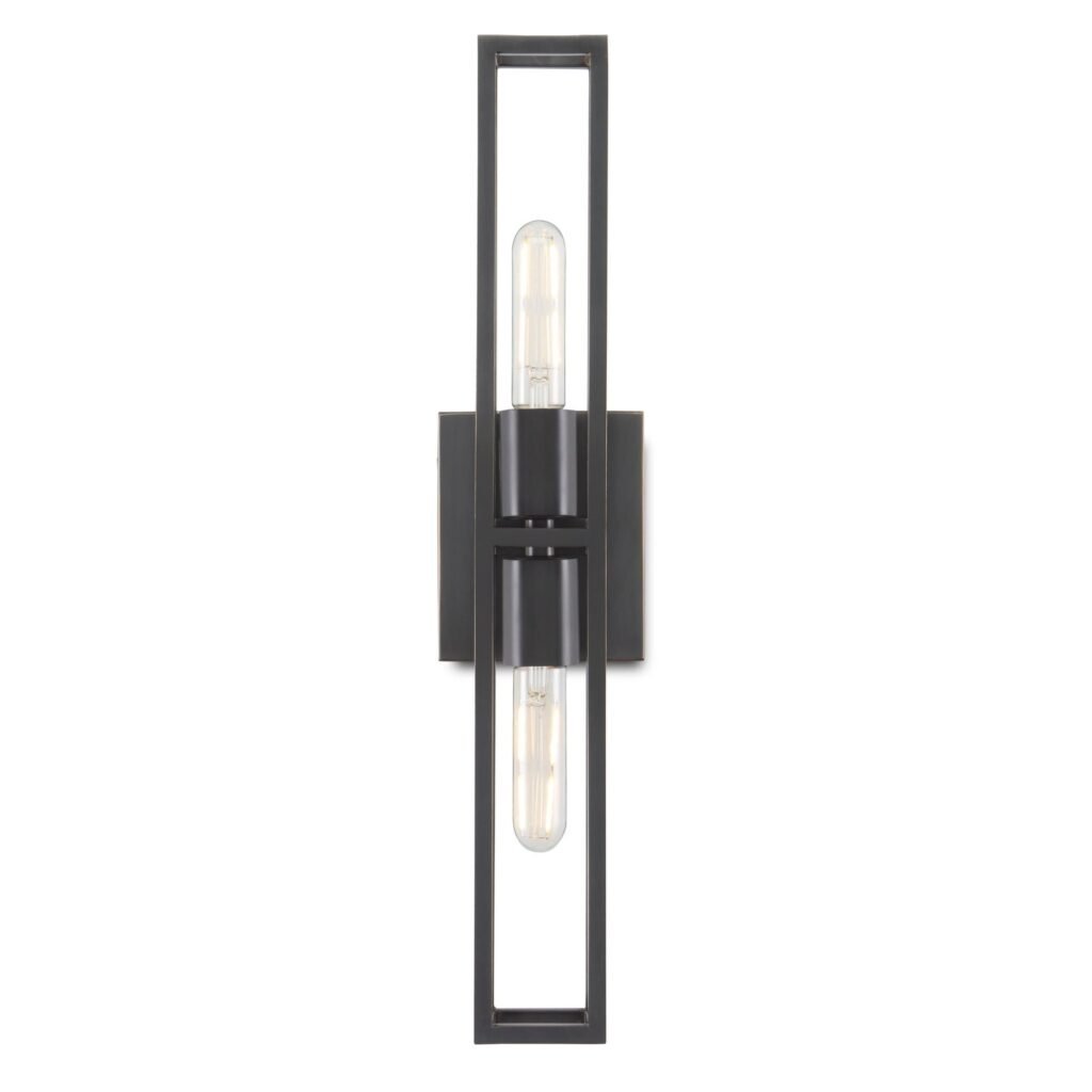 Mombaroccio Double Bulb Slim Cage Bronze Wall Sconce