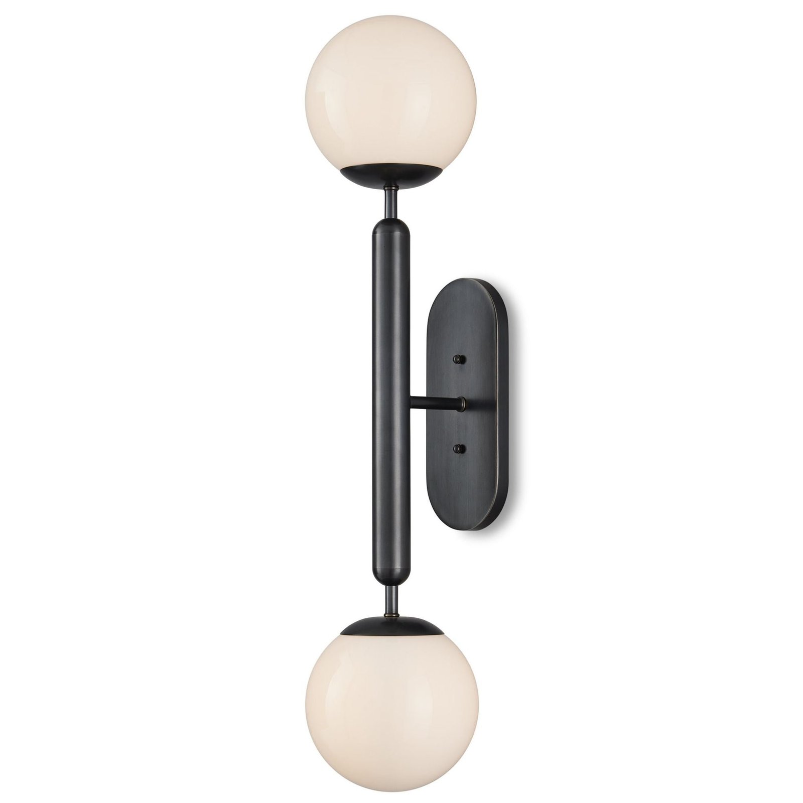 Marsciano Double Glass Globe Vertical Bronze Wall Sconce
