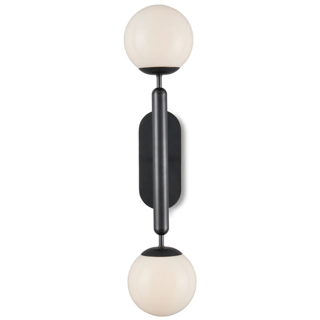 Marsciano Double Glass Globe Vertical Bronze Wall Sconce – image 2