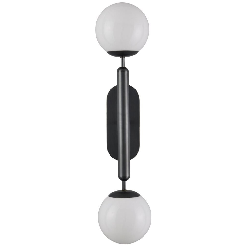 Marsciano Double Glass Globe Vertical Bronze Wall Sconce – image 3