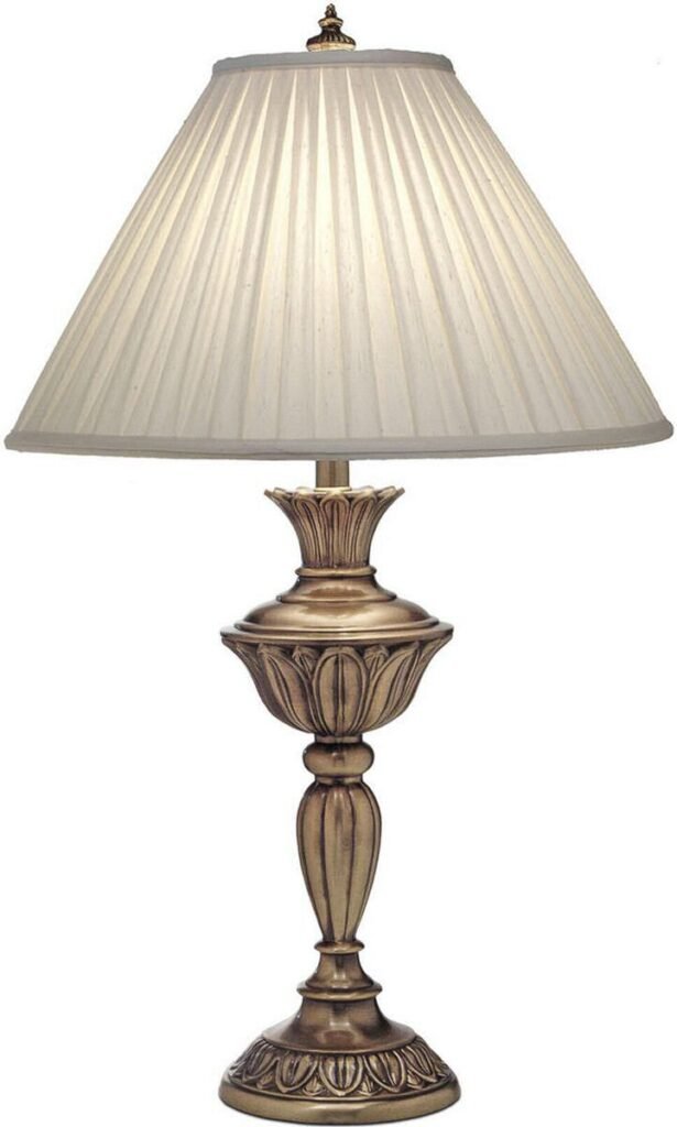 Tsepelovo Antiqued Brass Pleated Shade Table Lamp