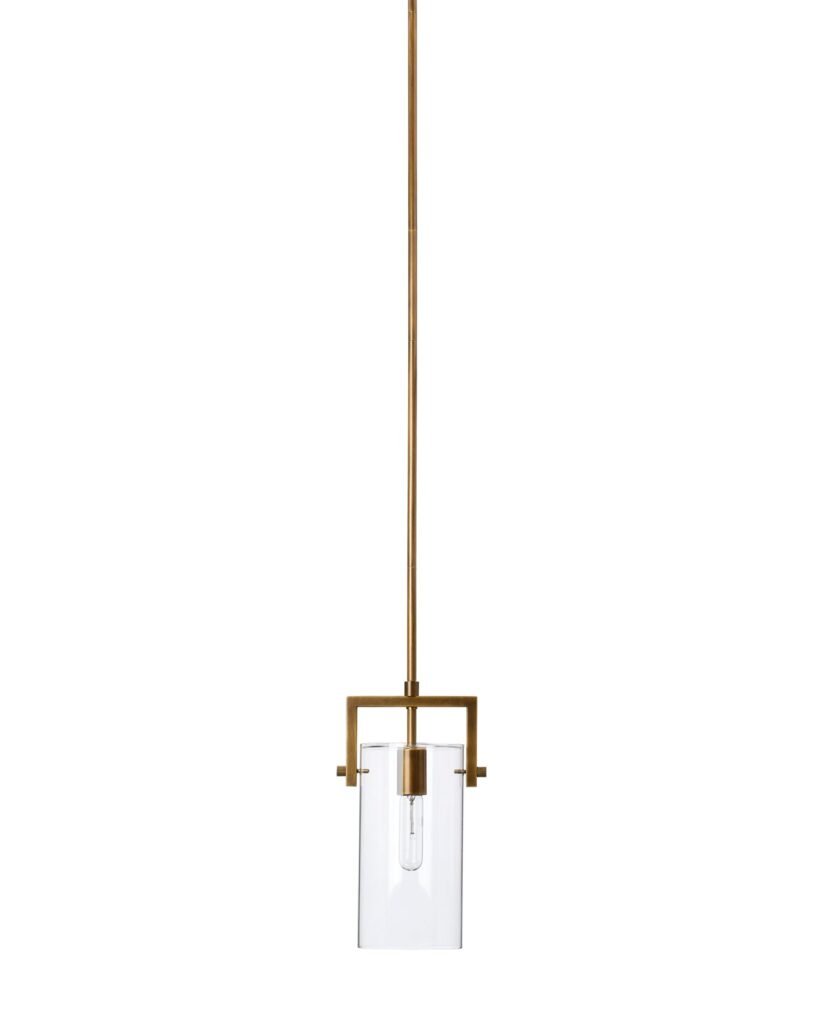 Lipsi Clear Glass Cylinder Brass Mini Pendant