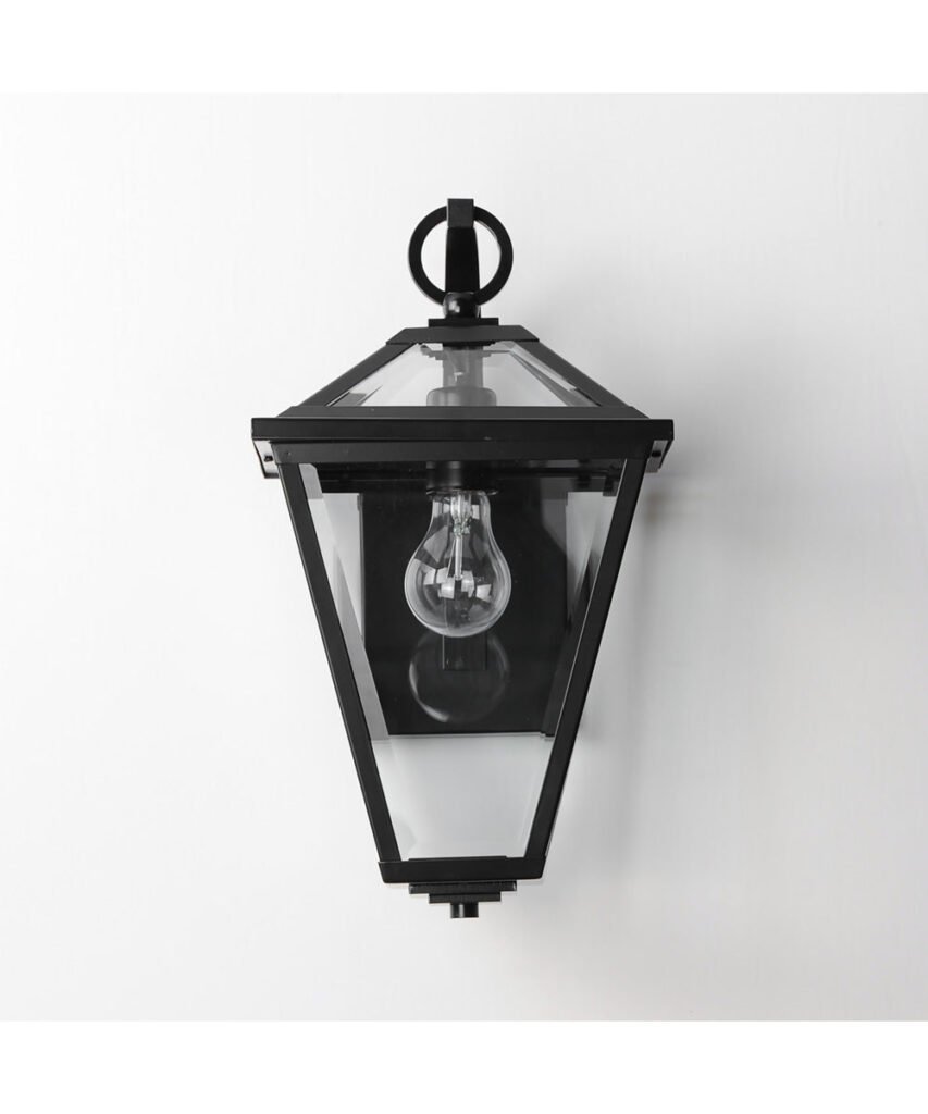 Benagil Classic Roof Clear Glass Black Lantern Outdoor Wall Light – image 2