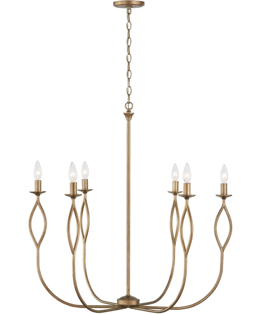 Banyuls Curved Arm Gold Chandelier