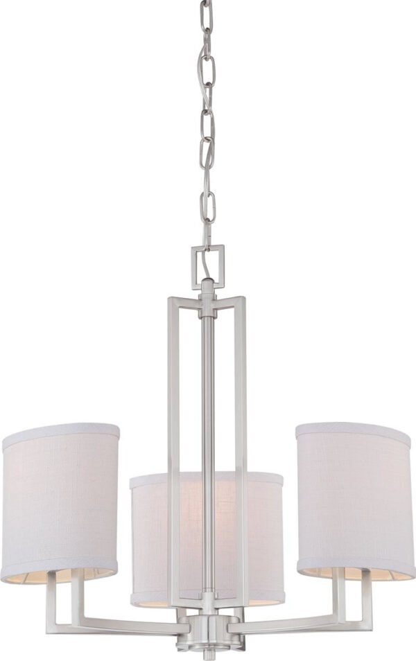 Lagrasse Grey Fabric Shade Nickel Chandelier