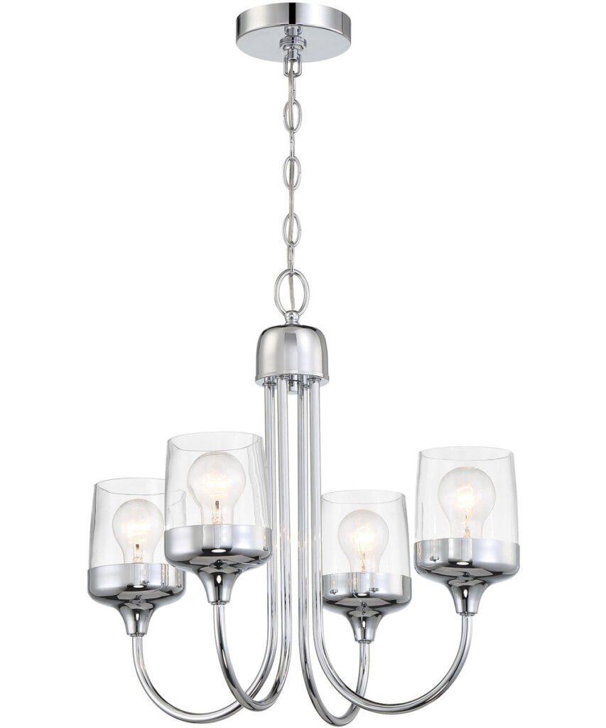Unije Chrome Clear Glass Four Arm Chandelier – image 3