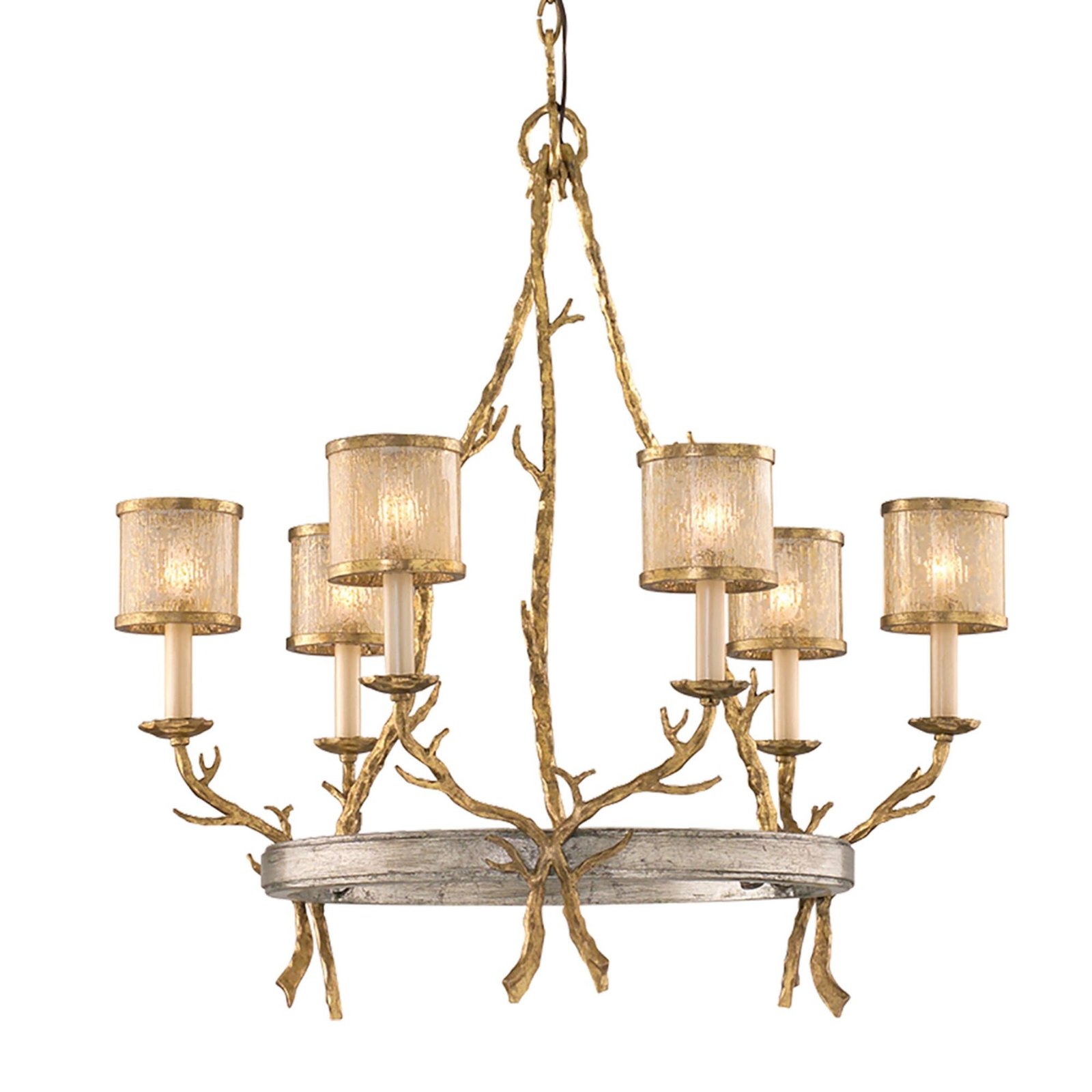 Lekeitio Gold Leaf Glass Six Arm Chandelier